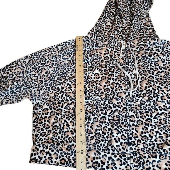 Victorias secret womens Sz XL leopard print hooded crop jacket top - Picture 6 of 8
